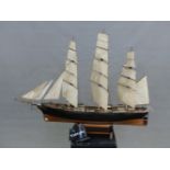 A SCALE MODEL THREE MASTED CLIPPER THE TORRENS (1875-1910) IN FULL SAIL WITH FIGURES ON THE DECK