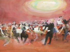 FRANK ARCHER (1912-1985). ARR. 'THE ORCHESTRA'. WATERCOLOUR, SIGNED. 31.5 x 44.5cms.