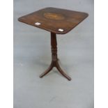 A REGENCY MAHOGANY WINE TABLE WITH THE RECTANGULAR TOP CENTRALLY INLAID WITH A CONCH SHELL, THE RING