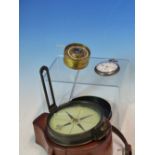 A STEWARD POCKET BAROMETER, THERMOMETER AND COMPASS COMBINATION, AN OPEN FACED POCKET WATCH AND A