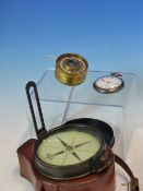 A STEWARD POCKET BAROMETER, THERMOMETER AND COMPASS COMBINATION, AN OPEN FACED POCKET WATCH AND A