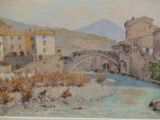 C.J. KELSEY (20th.C. SCHOOL). A CROATIAN VILLAGE. PASTEL, SIGNED. 29.5 x 37cms.