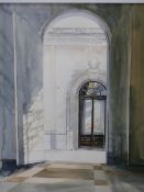 MICHAEL SCHREIBER (b. 1949). ARR. THE ARCHWAY. WATERCOLOUR, SIGNED. 56.5 x 41cms.