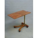 A LATE VICTORIAN MAHOGANY READING TABLE TO SLIDE OVER A BED, THE RECTANGULAR TOP WITH TWO EASEL BAC