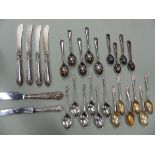 A SET OF SIX HALLMARKED SILVER APOSTLE SPOONS, A FURTHER SET OF SIX TEA SPOONS, AND TWO FURTHER PART