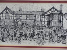 PAT COOKE (1935-2000). ARR. 'SPRINGTIME SATURDAY BOLTON MAY 1979'. PEN AND INK DRAWING, SIGNED. 27