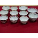 A CHINESE EXPORT TEA BOWL AND SAUCER, NINE VARIOUS TEA BOWLS, ANOTHER OF NEW HALL TYPE TOGETHER WITH