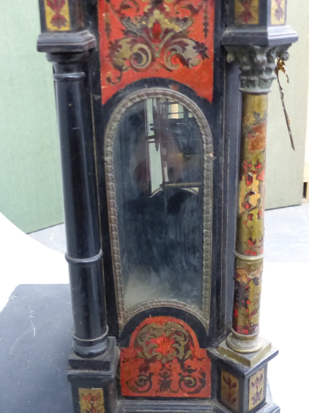 AN 18th C. AND LATER BOULLE CASED MANTEL CLOCK SIGNED J ARTUS PARIS BELOW A FIGURE OF ATLAS - Image 18 of 29