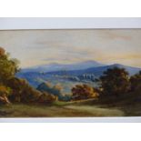 19th.C. ENGLISH SCHOOL. A PAIR OF LANDSCAPES. WATERCOLOURS. 18 x 27cms.