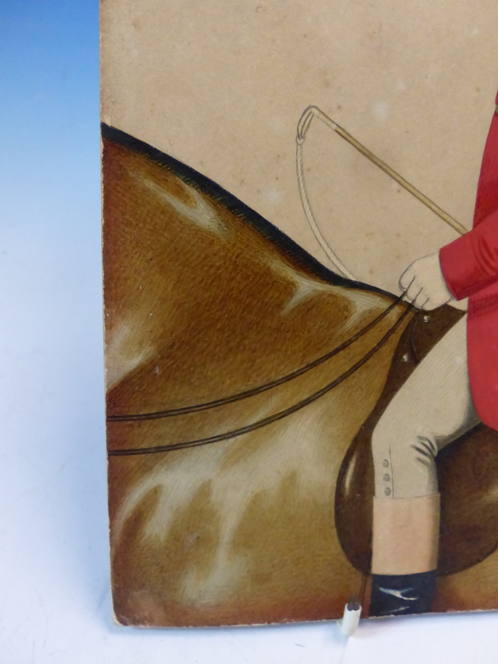 JOSHUA DIGHTON (1831-1908). MINIATURE PROFILE PORTRAIT OF A GENTLEMAN ON A HORSE WEARING A RED COAT. - Image 4 of 6