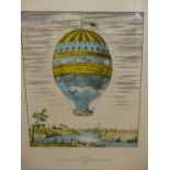 A COLLECTION OF TWELVE DECORATIVE ANTIQUE AND LATER PRINTS OF BALLOONING SUBJECTS. SIZES VARY (12).