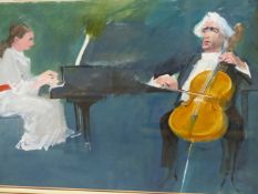 FRANK ARCHER (1912-1985). ARR. 'FRAUE SONATA FOR CELLO AND PIANO TORTELIER'. WATERCOLOUR, SIGNED,