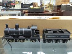 A CHOWBENT CASTINGS 'O' GAUGE LOCOMOTIVE AND TENDER LANCASHIRE AND YORKSHIRE RAILWAY 0-6-0 NO. 1300,
