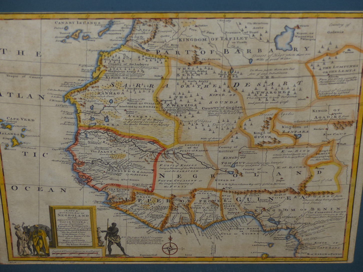 AFTER EMANUEL BOWEN. AN ANTIQUE HAND COLOURED FOLIO MAP OF AFRICAS GOLD COAST. 35 x 44cms.