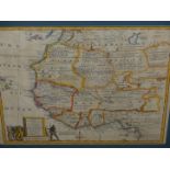 AFTER EMANUEL BOWEN. AN ANTIQUE HAND COLOURED FOLIO MAP OF AFRICAS GOLD COAST. 35 x 44cms.