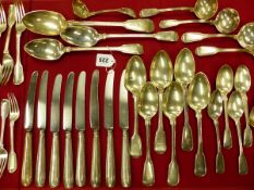 A PART SET OF GEORGIAN AND VICTORIAN HALLMARKED SILVER REED PATTERN CUTLERY SET, CONSISTING OF