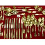 A PART SET OF GEORGIAN AND VICTORIAN HALLMARKED SILVER REED PATTERN CUTLERY SET, CONSISTING OF