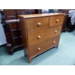 A 19th.C. AND LATER MAHOGANY HALL CHEST OF FOUR DRAWERS, BRACKET FEET. H. 109 x W. 109 x D. 31cms.
