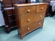 A 19th.C. AND LATER MAHOGANY HALL CHEST OF FOUR DRAWERS, BRACKET FEET. H. 109 x W. 109 x D. 31cms.