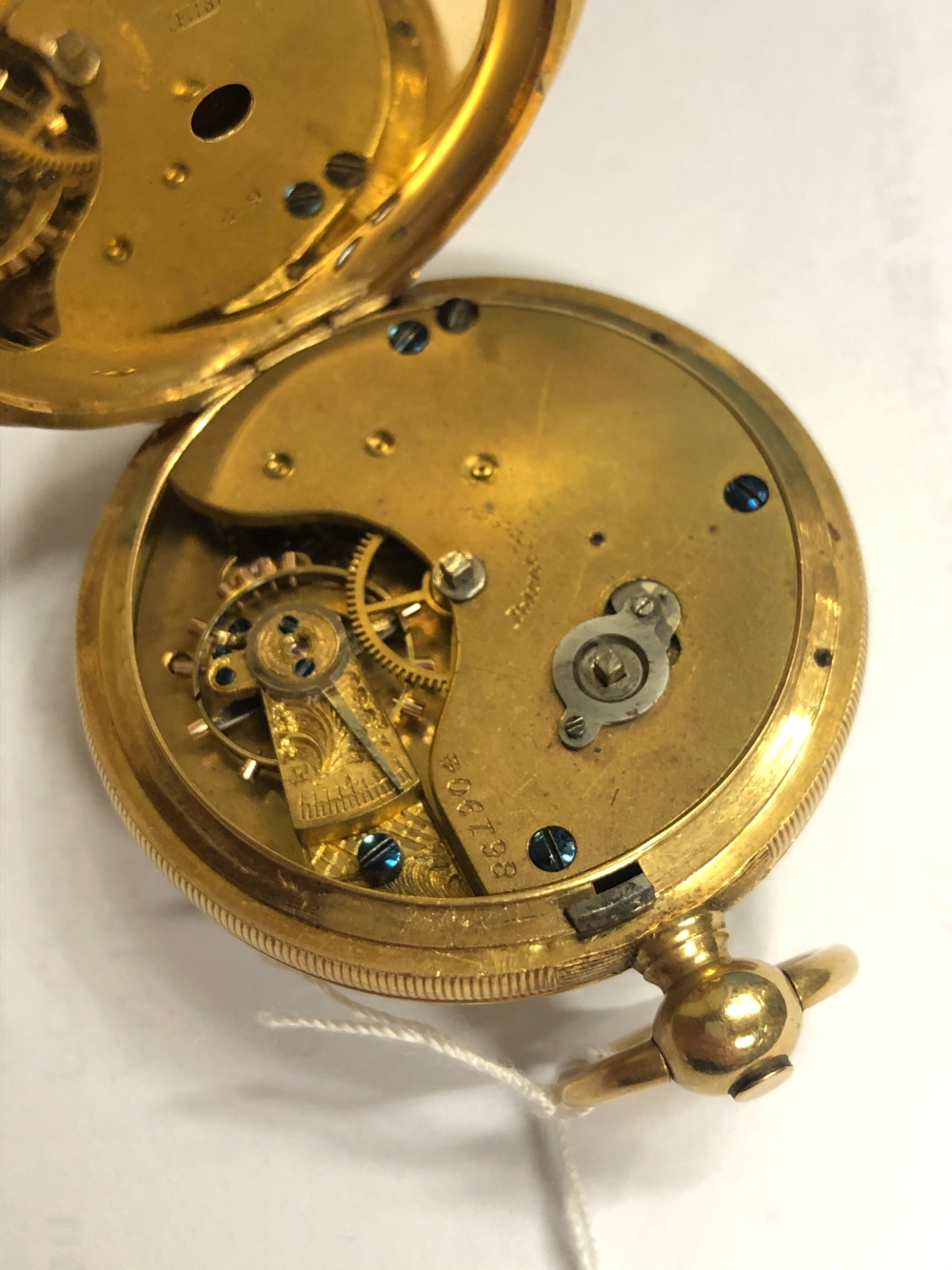 AN 18ct GOLD SWISS FOB WATCH REMODELLED AS A WRIST WATCH, CASE MARKED WITH SWISS HELVETIA - Image 11 of 11