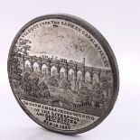 A SILVERED MEDALLION TO COMMEMORATE THE OPENING OF THE LIVERPOOL AND MANCHESTER RAILWAY SEP. 15 1830