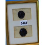 FRAMED WAX IMPRESSIONS ON INK INSCRIBED PAPER OF ADMIRAL LORD NELSON AND OF LADY HAMILTON TAKEN FROM