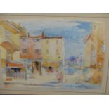 20th.C. FRENCH SCHOOL. A VIEW OF ST TROPEZ, TOGETHER WITH A FIGURAL SCENE. BOTH SIGNED