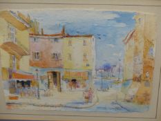 20th.C. FRENCH SCHOOL. A VIEW OF ST TROPEZ, TOGETHER WITH A FIGURAL SCENE. BOTH SIGNED