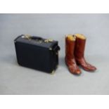 A GOOD QUALITY PILOTS FLIGHT CASE, TOGETHER WITH A PAIR OF LEATHER BOOTS.