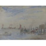 PHILIP CONNARD (1875-1958). ARR. ALONG THE SHORE. SIGNED WATERCOLOUR, LABEL VERSO. 24 x 30cms.