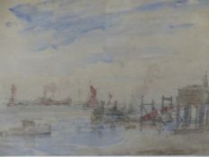 PHILIP CONNARD (1875-1958). ARR. ALONG THE SHORE. SIGNED WATERCOLOUR, LABEL VERSO. 24 x 30cms.