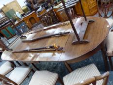 A GEORGE III MAHOGANY D-END DINING TABLE WITH FLAP TOP EXTENSION. THE SQUARE SECTIONED LEGS