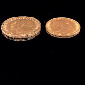 A 22ct GOLD 1911 FULL SOVEREIGN COIN AND A 22ct GOLD 1908 HALF SOVEREIGN COIN. GROSS WEIGHT 12grms.