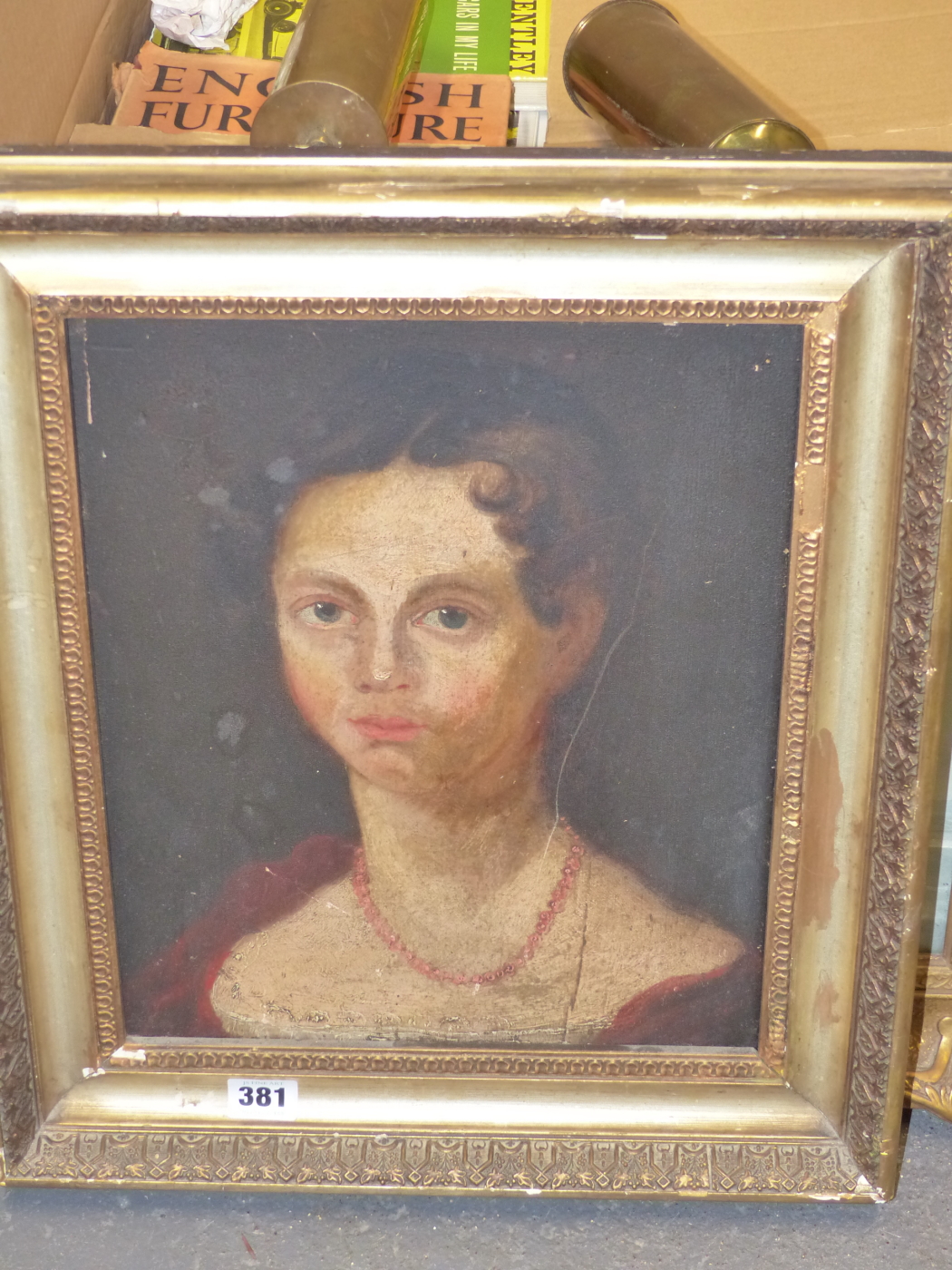 19th.C. ENGLISH NAIVE SCHOOL. PORTRAIT OF A LADY. OIL ON BOARD. 36 x 30cms. - Image 3 of 4