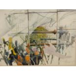 MICHAEL SCHREIBER (b. 1949). ARR. THE GREENHOUSE. WATERCOLOUR, SIGNED. 58 x 68.5cms.