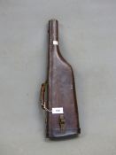 A LEATHER LEG OF MUTTON SHOTGUN CASE, TWO CARTRIDGE BELTS AND THREE VARIOUS RAMRODS