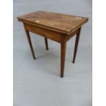 A GEORGE III MAHOGANY TEA TABLE, THE RECTANGULAR TOP OPENING ON A SINGLE GATE AND ON CHAMFERED