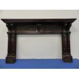 AN ANTIQUE MAHOGANY CARVED FIRE SURROUND IN THE CHIPPENDALE MANNER. 190cm (W) x 120cm (H). (APERTURE
