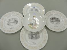 FOUR WEDGWOOD OUTLINES OF GRANDEUR PLATES WITH DESIGNS BY LAURENCE WHISTLER PRINTED IN BLACK