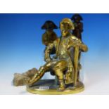 A BRONZE FIGURE OF NAPOLEON STANDING BY HB, No. 2/9. H 15cms. A TWO TONE HORN BUST OF NAPOLEON. H