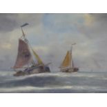 EARLY 20th.C. CONTINENTAL SCHOOL. FISHING BOATS. SIGNED INDISTINCTLY, OIL ON BOARD. 31 x 41cms.