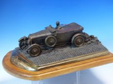 CHRIS DAVIS, (ARR) A BRONZE MODEL OF A BENTLEY 4 1/2 LITRE LE MANS CAR REGISTRATION NUMBER