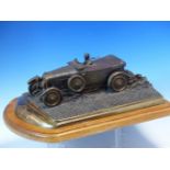 CHRIS DAVIS, (ARR) A BRONZE MODEL OF A BENTLEY 4 1/2 LITRE LE MANS CAR REGISTRATION NUMBER