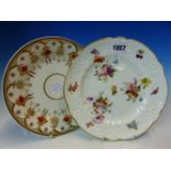 ATTRIBUTED TO NANTGARW, A MOULDED PLATE PAINTED WITH THREE BUNCHES OF FLOWERS, FRUIT AND