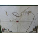 AFTER CAPTAIN GREENVILE COLLINS. A MARITIME MAP OF THE ISLE OF WIGHT. 48 x 60cms. TOGETHER WITH