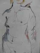 ANNA PASCOE (CONTEMPORARY SCHOOL). ARR. A FEMALE NUDE TORSO. WATERCOLOUR, SIGNED. 39 x 26cms.