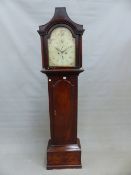 A LATE 18th C. MAHOGANY LONG CASED CLOCK BY THOMAS FARRER, SAXMUNDHAM, THE DIAL PAINTED WITH FLOWERS