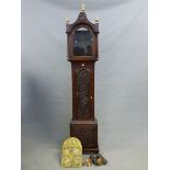 THOMAS SPARROW, ST NEOTS, A CARVED OAK LONG CASED CLOCK, THE BRASS DIAL WITH SUNBURST IN THE ARCH,