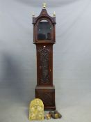 THOMAS SPARROW, ST NEOTS, A CARVED OAK LONG CASED CLOCK, THE BRASS DIAL WITH SUNBURST IN THE ARCH,