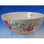 A CHINESE BOWL PAINTED WITH PEACHES AND WITH TWO IRON RED BATS. Dia. 28cms.